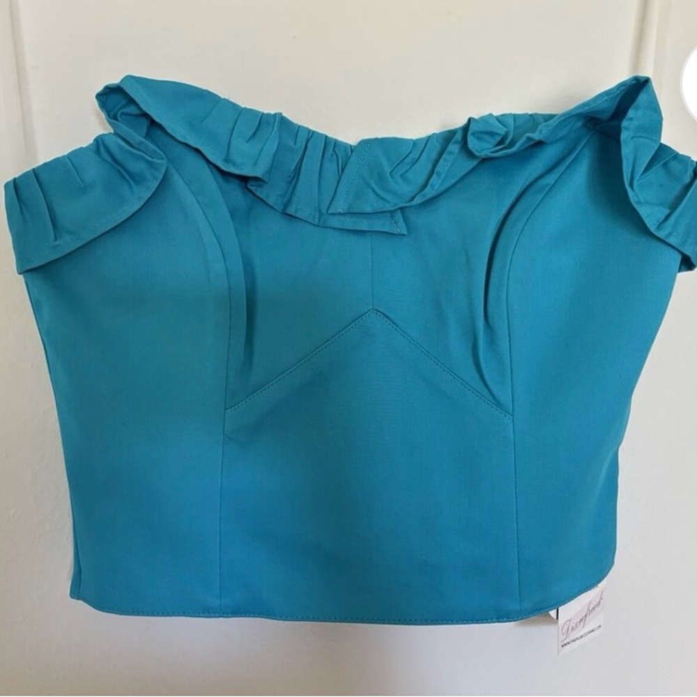 NWT! Pinup Girl Clothing Blue Dixiefried Bustier Top Size Medium!